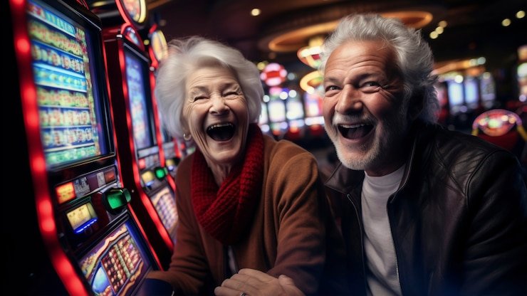 Meja baccarat dealer langsung dengan kartu dan chip permainan di studio HD